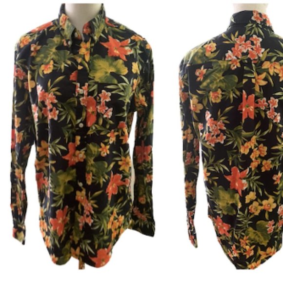 American Eagle Outfitters Other - American EAGLE SERIOUSLY SOFT MEN'S BLACK FLORAL LONG SLEEVED SHIRT SZ M NWOT